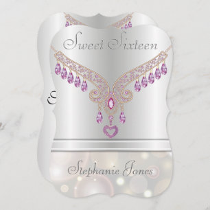 Invitation Champagne Bokeh Sweet sixteen saphir rose