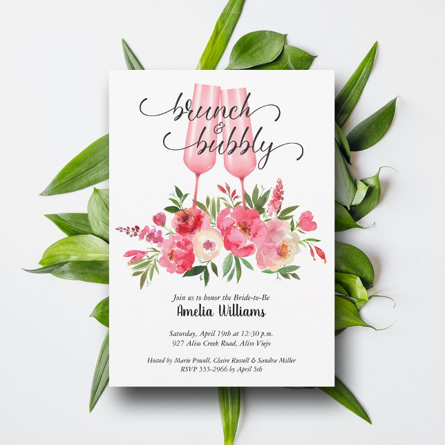 Invitation Champagne Brunch et Fête des mariées Bubby (Brunch and Bubby Bridal Shower Champagne Invitations - INSTANT DOWNLOAD and or PRINTED or both!)
