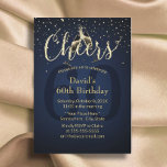 Invitation Champagne Cheers Marine Bleu 60e fête d'anniversai<br><div class="desc">Champagne Cheers Navy Blue 60th Birthday Party Invitations.</div>