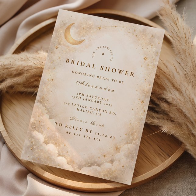 Invitation Champagne Crescent Moon Bridal Shower (Créateur téléchargé)