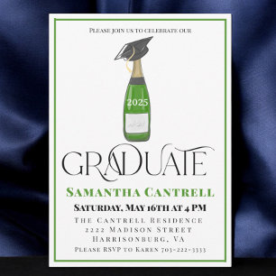 Invitation Champagne de fin d'études avec plafonnier de diplô