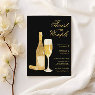 Invitation Champagne de luxe en or noir toast Engagement Part