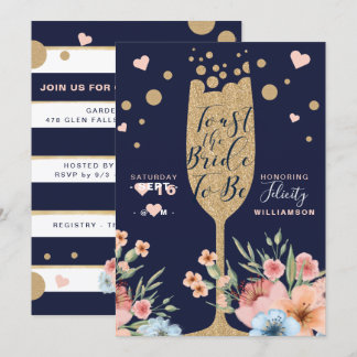 Invitation Champagne d'or | Flore et Fête des mariées en band