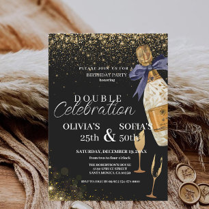 Invitation Champagne d'or noir moderne N'importe quel âge Ann