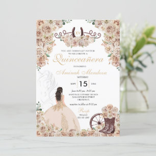 Invitation Champagne d'or Russe Western Horse Quinceañera