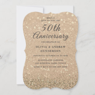 Invitation Champagne d'or Shimmer 50e anniversaire de Mariage