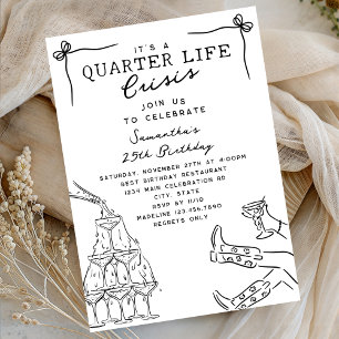 Invitation Champagne drôle Crise de quart de vie 25e annivers