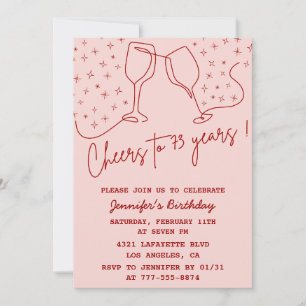 Invitation Champagne Élégant Rose Félicitations 73e anniversa