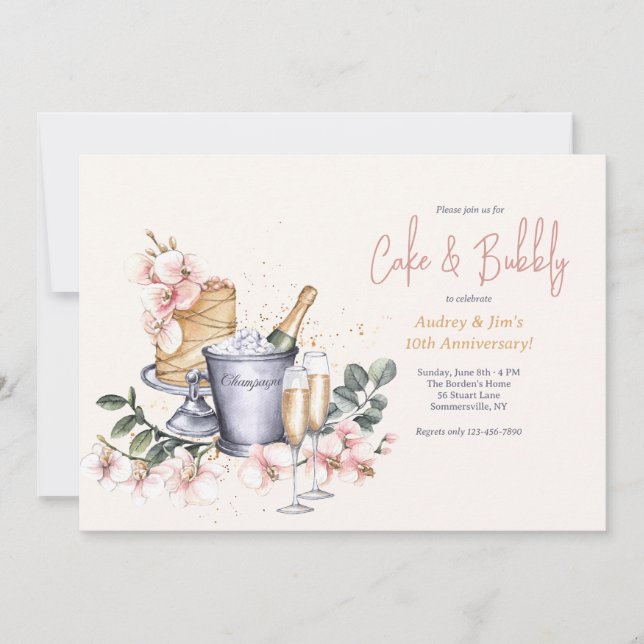 Invitation Champagne et gâteau (Devant)