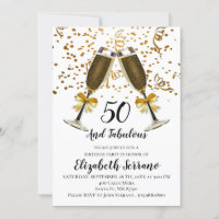 Champagne Et Gold Confetti Blanc 50e Anniversaire