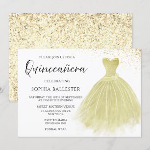 Invitation Champagne étincelle Coupe Quinceanera