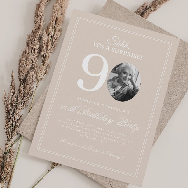 Invitation Champagne | Fête d'anniversaire surprise pour 90 a (Champagne | Surprise 90th Birthday Party Invitation)