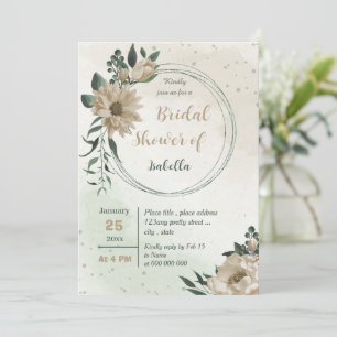 Invitation champagne fleurs verdure douche nuptiale