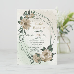 Invitation champagne fleurs verdure douche nuptiale
