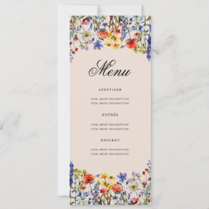 Invitation Champagne Floral Boho 70e Anniversaire Menu de fêt