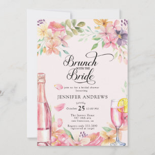 Invitation Champagne floral   Brunch pour enterrement de vie 
