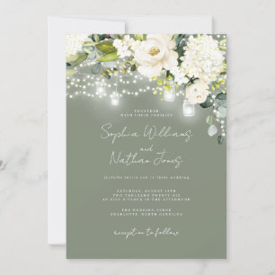Invitation Champagne Floral Mariage Rustique Sage
