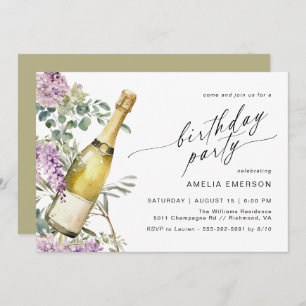 Invitation Champagne Florale Agréable N'Importe Quel Âge Femm