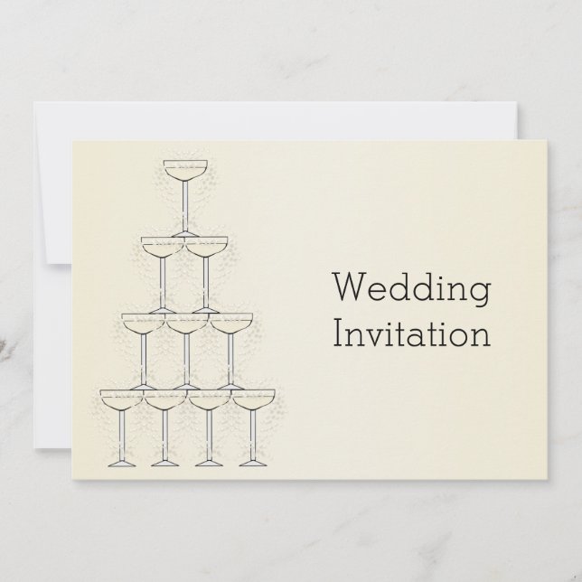 Invitation Champagne Flutes Design Champagne Mariage couleur (Devant)