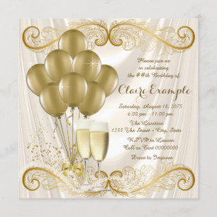 Invitation Champagne Glamour de Champagne d'anniversaire en o