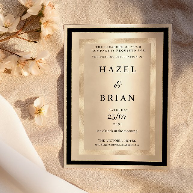 Invitation Champagne Gold Black Glamour Luxury Wedding (Champagne Gold Black Glamour Luxury Wedding)