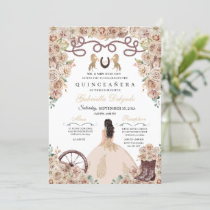 Invitation Champagne Gold Charro Princesse Quinceanera