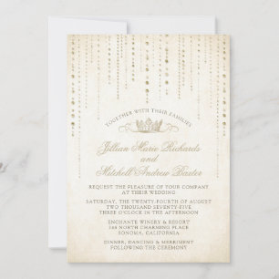 Invitation Champagne Gold Fairytale Mariage de la Couronne