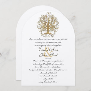 Invitation Champagne Gold Forest Rustic Luxe Tree Mariage