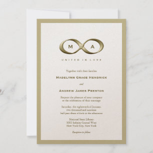 Invitation Champagne Gold Infinity Hand Clasp Mariage Inviter