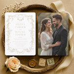 Invitation Champagne Gold Photo Floral Victorian Wedding<br><div class="desc">Celebrate your wedding in timeless style with this champagne gold Victorian photo invitation accented with delicate floral detailing. The elegant palette, refined vintage motifs, and personalized photo create a heartfelt and luxurious presentation. Every element is arranged with clarity and balance, ensuring your invitation is beautiful, organized, and fully print ready....</div>