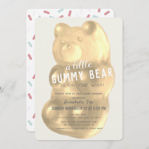 Invitation Champagne Gummy Bear Baby shower neutre de genre