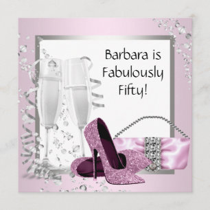 Invitation Champagne Haut niveau Femmes Anniversaire rose et 