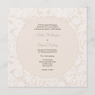 Invitation Champagne Ivoire Dentelle Monogramme Mariage Invit