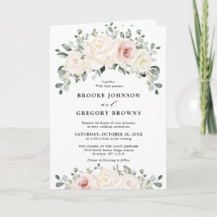Invitation Champagne Ivory Blush rose Floral Mariage