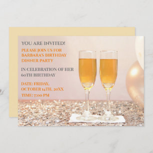 Invitation Champagne jaune clair 60e anniversaire