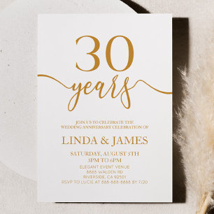Invitation Champagne minimaliste 30e anniversaire de Mariage