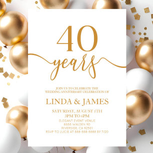 Invitation Champagne minimaliste 40e anniversaire de Mariage