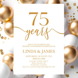 Invitation Champagne minimaliste 75e anniversaire de Mariage