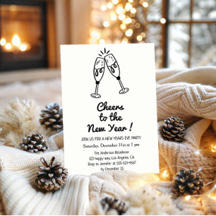 Invitation Champagne minimaliste « À la nouvelle année »