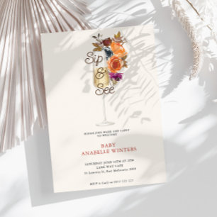 Invitation Champagne minimaliste moderne Sip & Voir Baby show