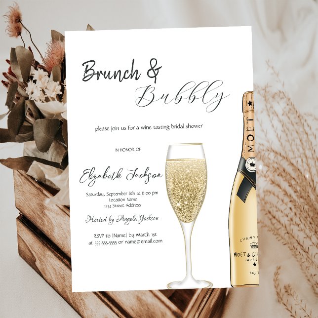Invitation Champagne Moet Bouteille de verre Brunch & Bubbly (Créateur téléchargé)