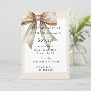 Invitation Champagne Moss Bow 16e anniversaire