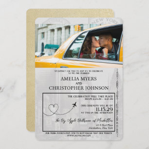 Invitation Champagne New York City Passport Mariage