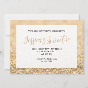 Invitation Champagne or mousseux Sweet 16 élégant script