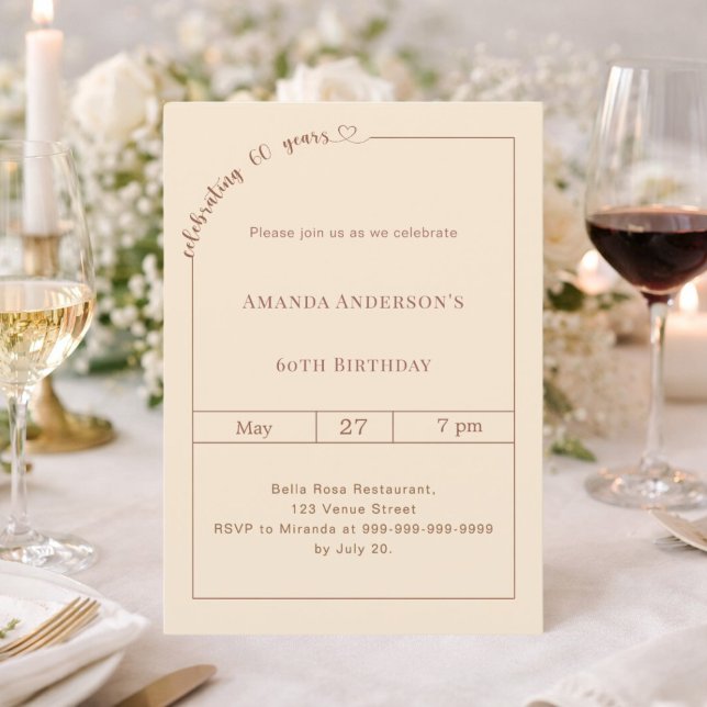 Invitation Champagne or simple moderne pour 60 ans doré (Créateur téléchargé)