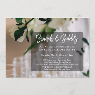 Invitation Champagne Photo Brunch & Bubbly écriture manuscrit