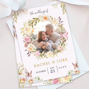 Invitation Champagne PHOTO Floral Chic Mariage