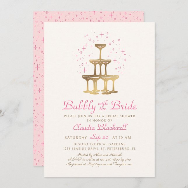 Invitation Champagne Pink Bridal Show (Devant / Derrière)