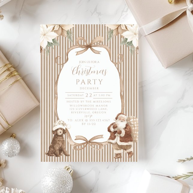 Invitation Champagne Poinsettia Christmas (Créateur téléchargé)