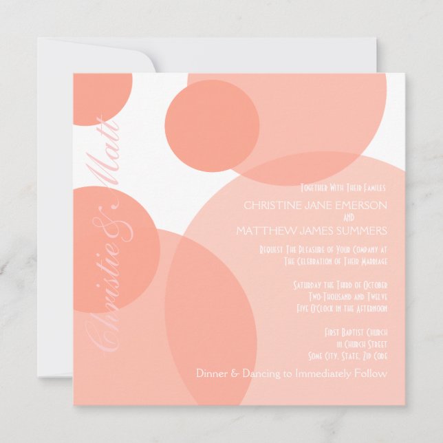 Invitation Champagne rose bulles de mariage moderne Invitatio (Devant)